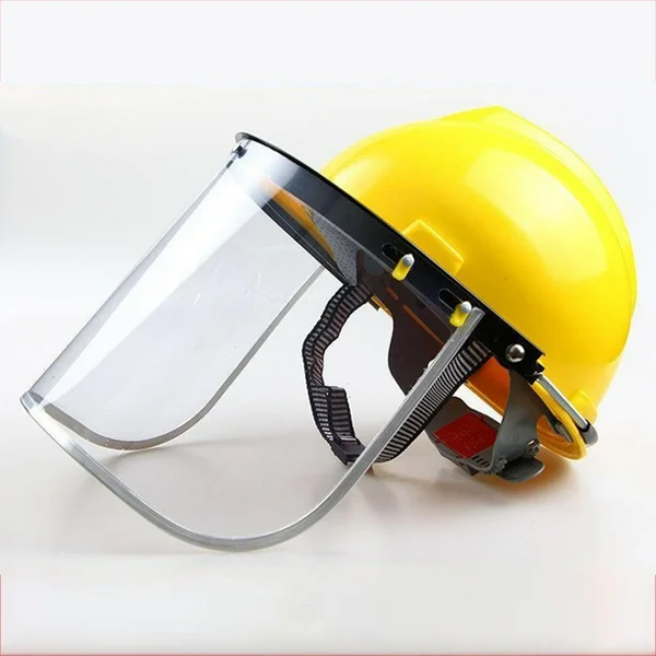 CASCO TRIDENTE AMARILLO CON PROTECTOR FACIAL