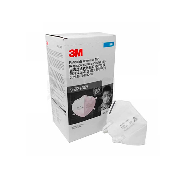 RESPIRADOR 9502+ N95 CON CLIP NASAL SIN VALVULA 50PZ/CAJA 3M