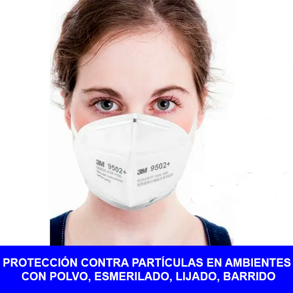 RESPIRADOR 9502+ N95 CON CLIP NASAL SIN VALVULA 50PZ/CAJA 3M